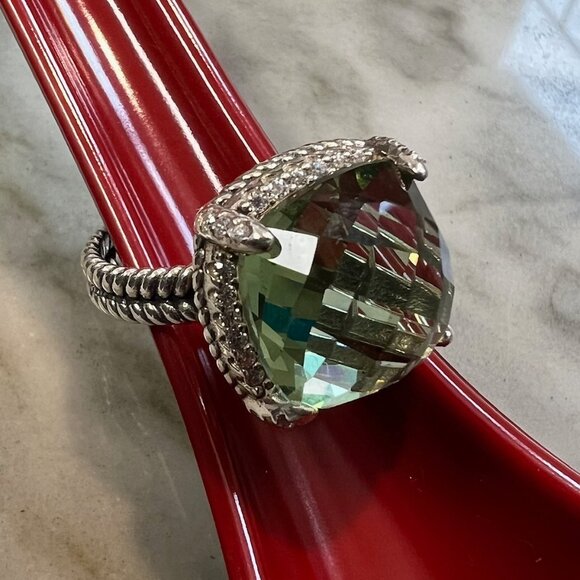 AUTHENTIC David Yurman Prasiolite and Diamond pave ring! - Picture 1 of 7